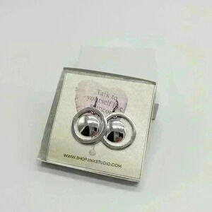 Silver  nine west futuristic dangle circle earrings